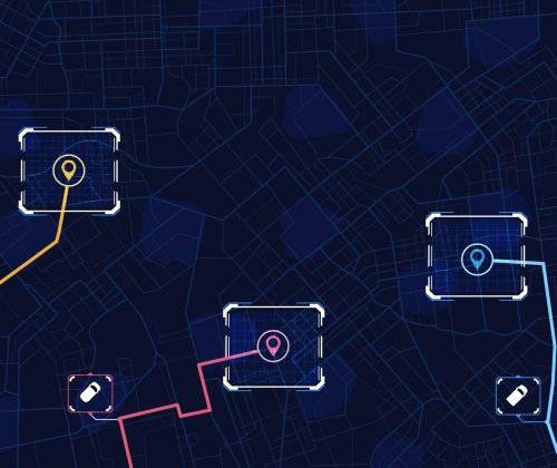 Online digital service for vehicle with location search. Navigation to poi. Generic city map with signs of streets, roads. Vector illustration, map background.
